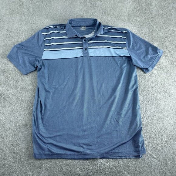 Callaway Mens Opti-Dri Polo Shirt L Blue Striped Short Sleeve Golf Shirt 2951 - Picture 1 of 7